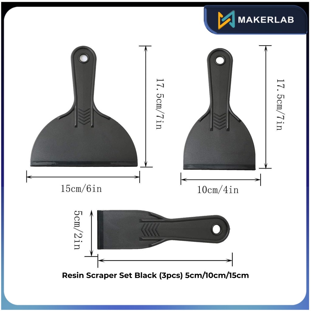 Resin Scraper Set Black (3pcs) 5cm/10cm/15cm for 3D Printer | Shopee ...
