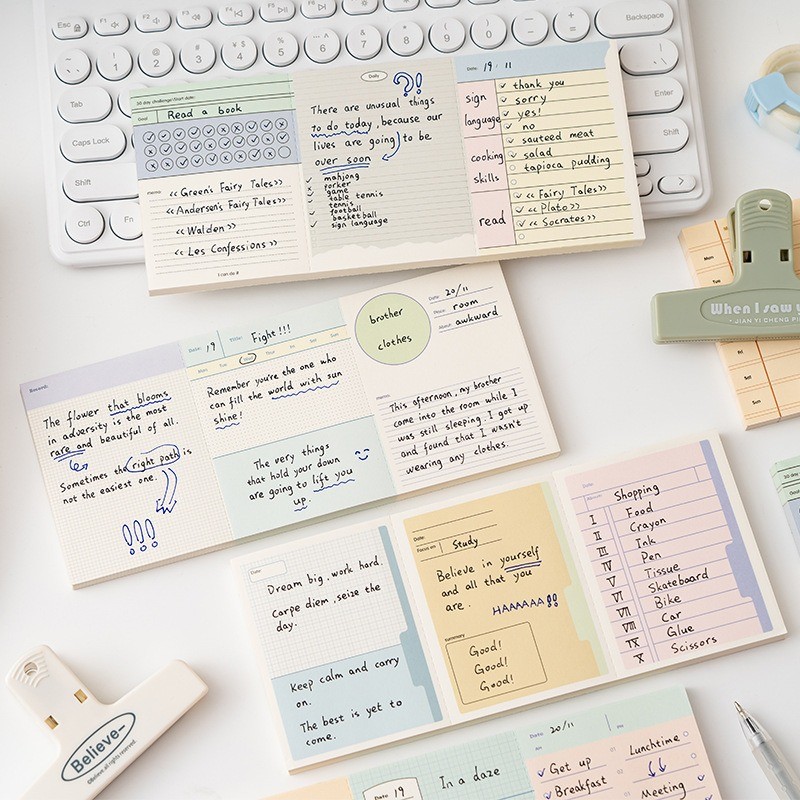 80pcs of Three Piece Tearable Sticky Notes Simple Horizontal Non Sticky ...