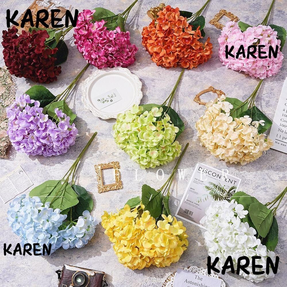 KAREN Artificial Hydrangea, Simulated Silk Decorative Fake Flowers ...