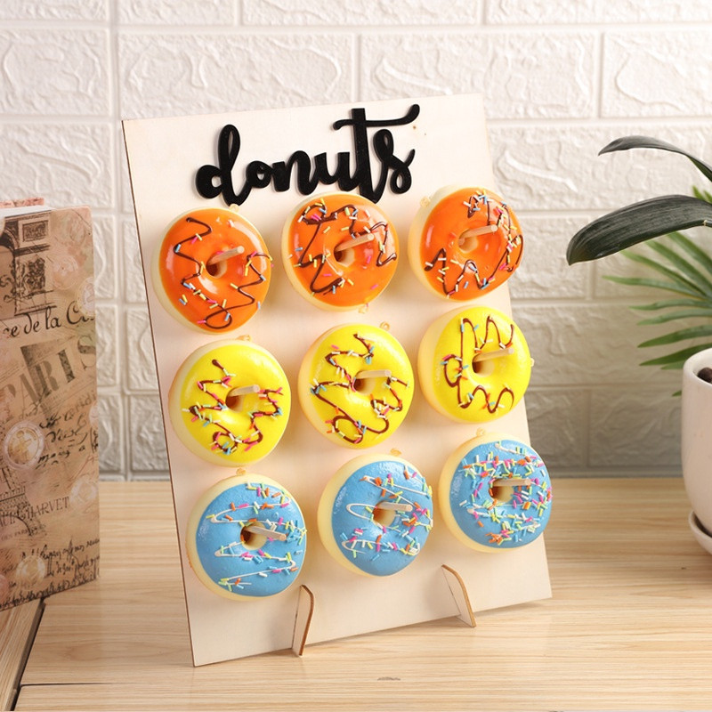 Wooden Donut Wall Display Stand Doughnut Holder Wedding Birthday Decor ...