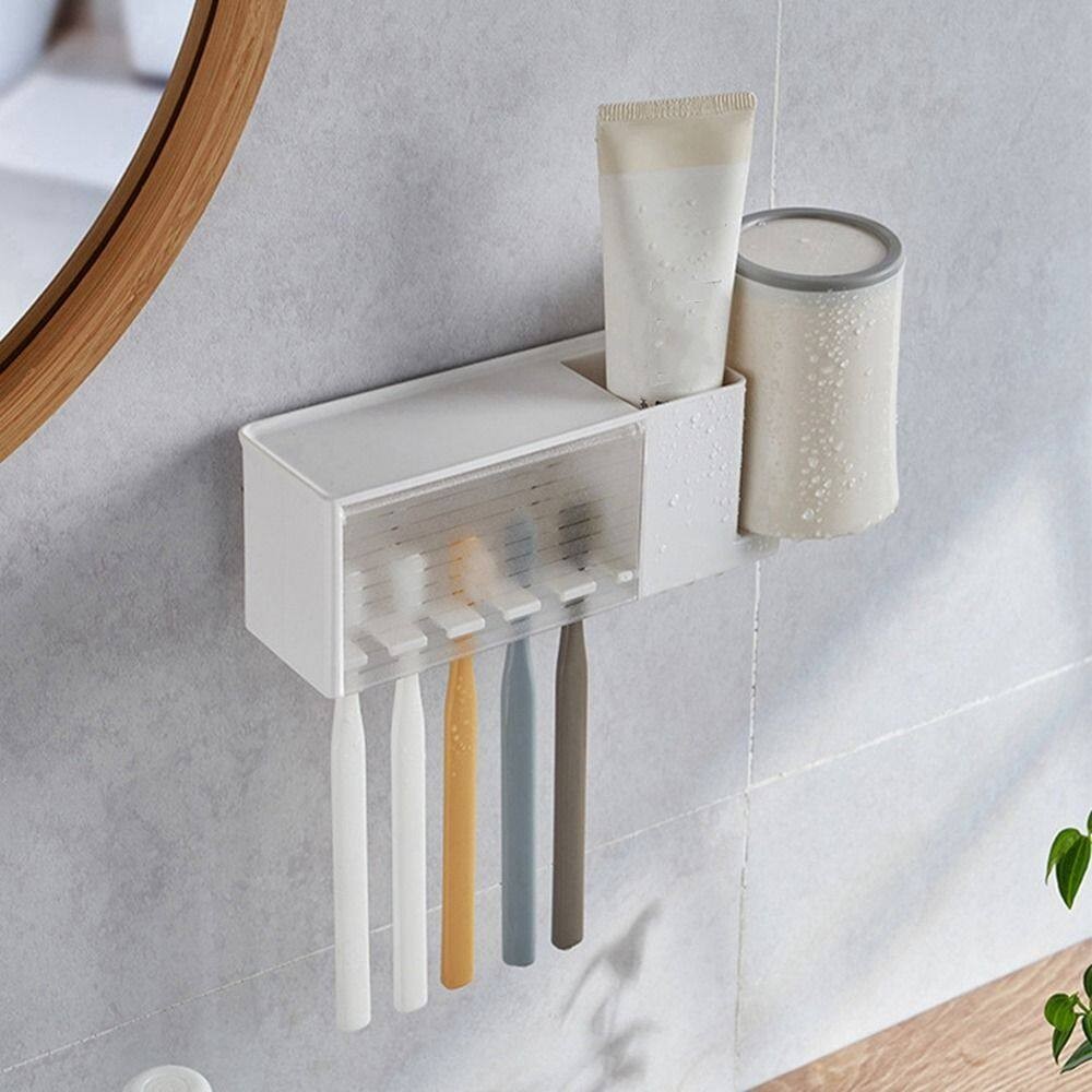 Storage Rack Dustproof Plastic Toothbrush Storage Organizer ...