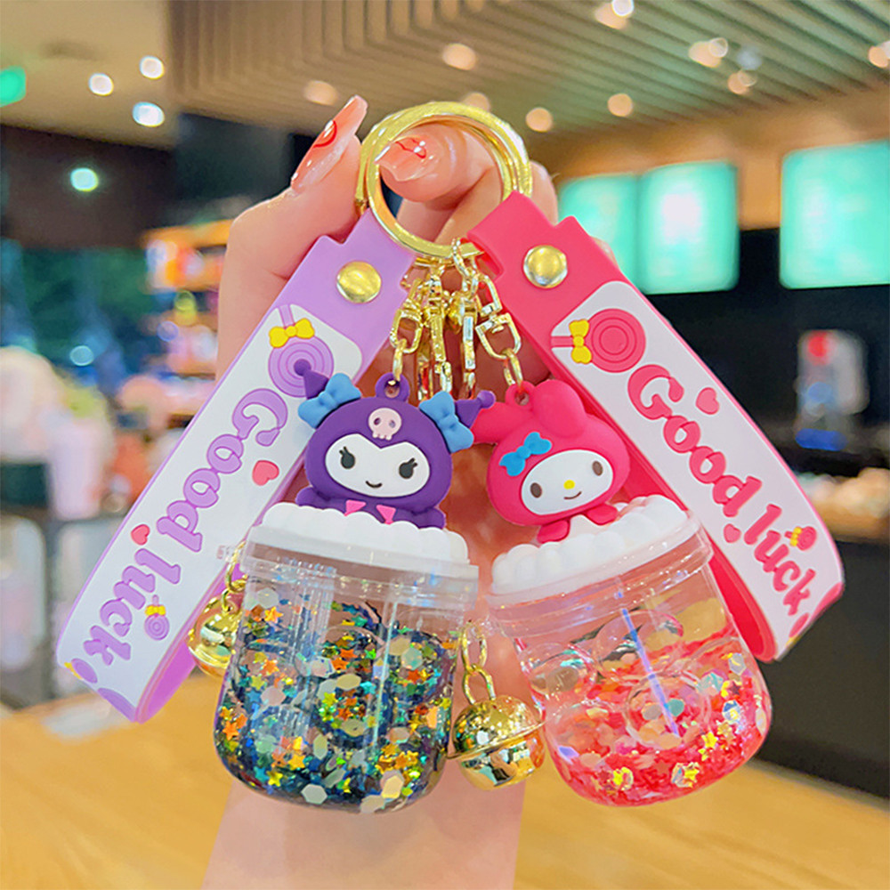 Kuromi drifting oil keychain quicksand bottle small accessories acrylic ...