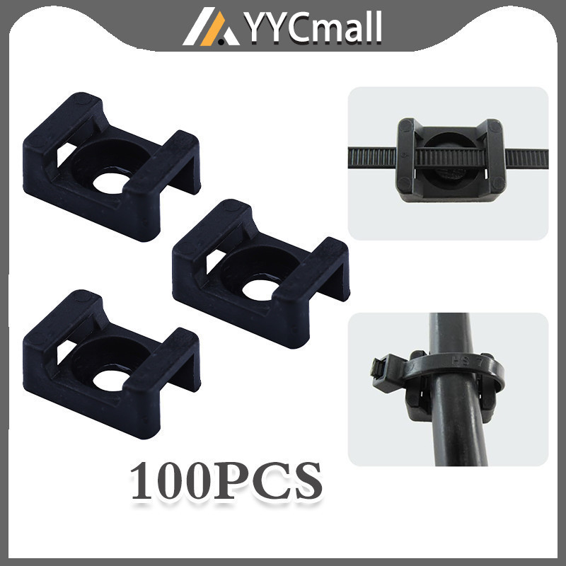 100Pcs White Cable Tie Mounts Seat Plastic Wire Cable Mounts Cable Tie ...