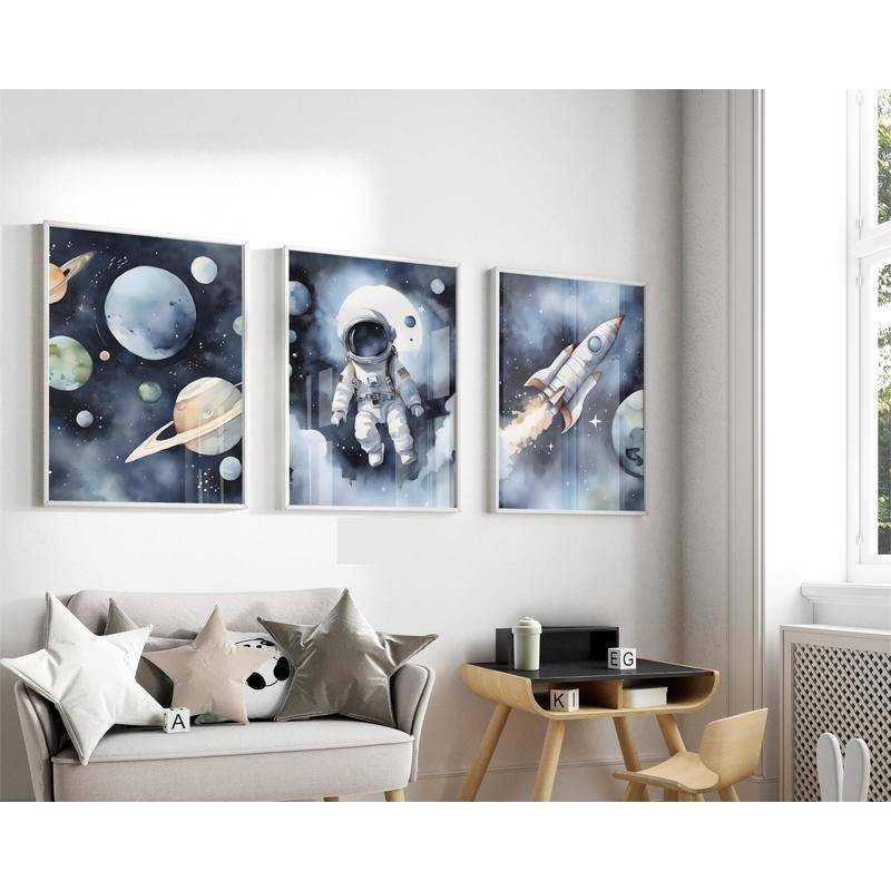Space Kids Room Canvas Prints Posters | Boy Room Printable Wall Art ...