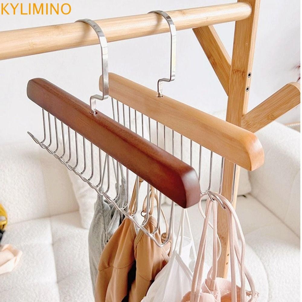 KYLIMINO Women Storage Bra Hanger, 8 Hook Solid Wood Belt Hanger ...