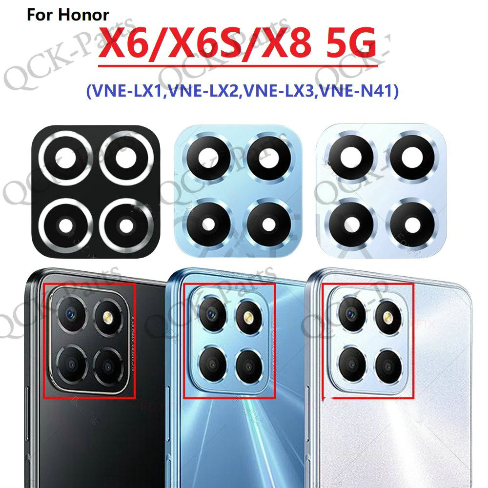 Verre De Lentille Caméra Arrière Pour Honor X8 4G/5G - Pièce De Rechange Neuve - Noir