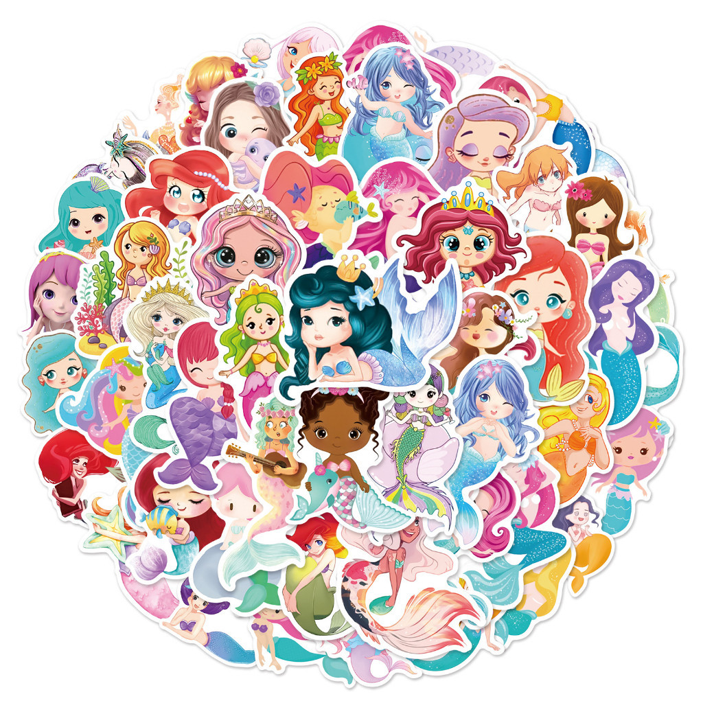 Mermaid design sticker L50-Mermaid waterproof sticker 50Pcs Per Pack ...
