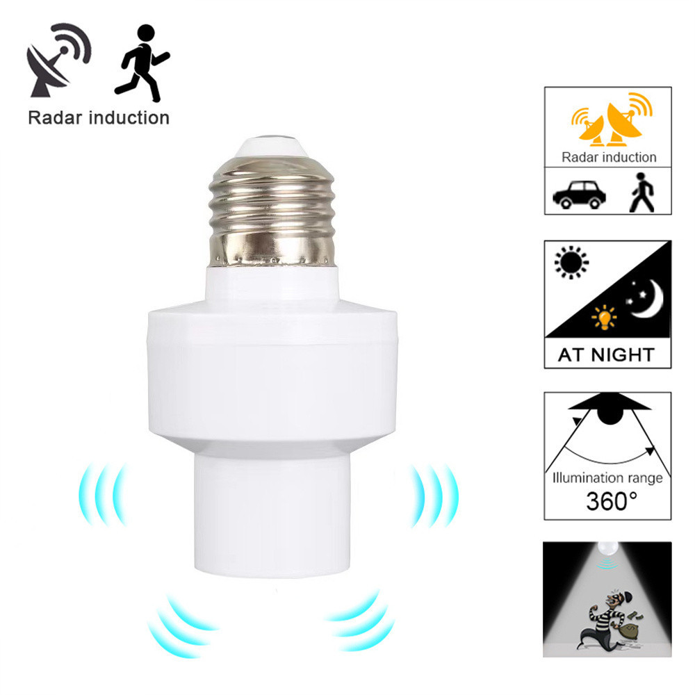 E27 Motion Sensor LED Bulb Holder Auto On Off Radar Detection ...