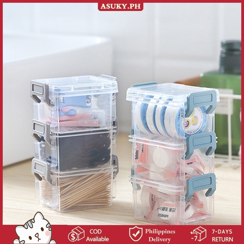 3pcs Cute Stackable Storage Box Mini Multi-layer Multifunctional ...