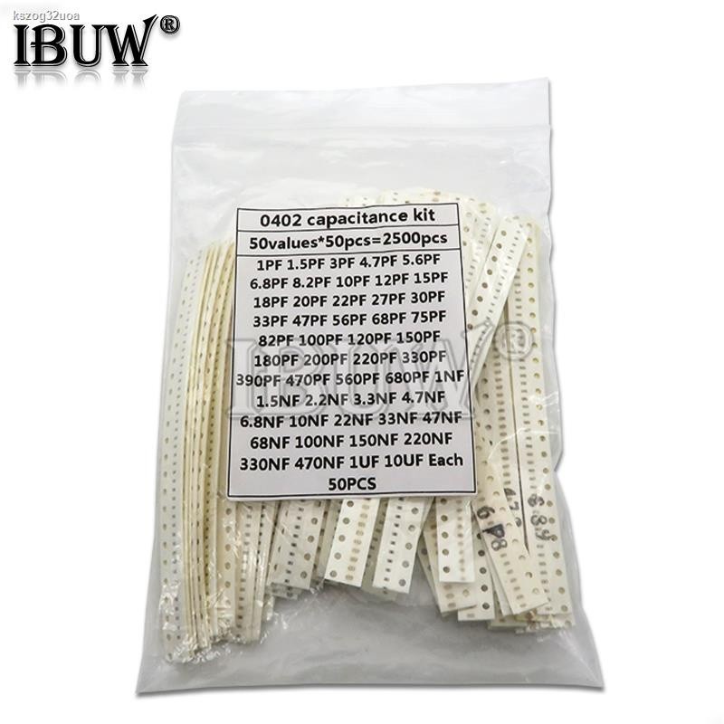 ☾0402 SMD Ceramic Capacitor Assorted Kit 1pF~10uF 50values*50PCS ...