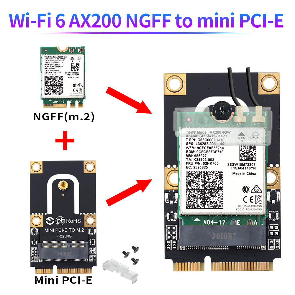 M.2 NGFF to Mini PCI-E PCIe+USB Adapter For M.2 Wifi 6 Bluetooth ...
