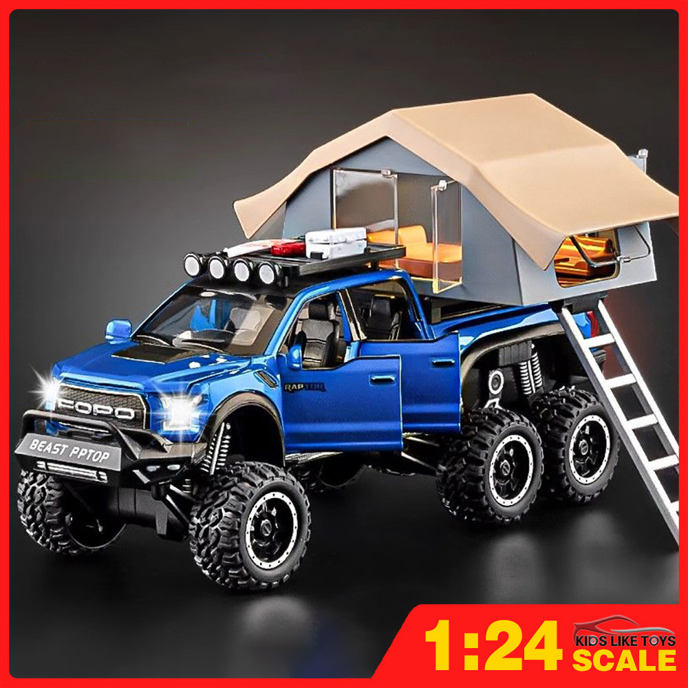 KLT 1:24 FORD F-150 RAPTOR Camping RV Metal Alloy Toys Car Model ...