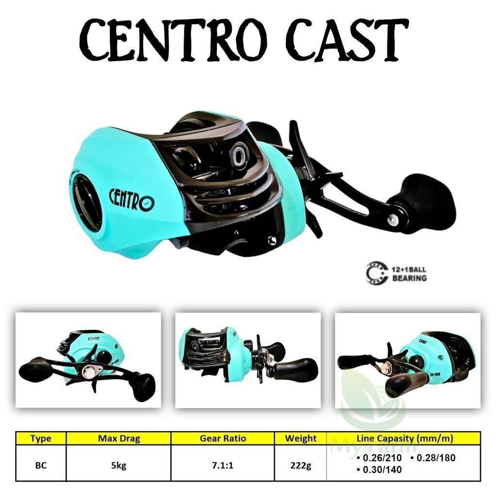 Bc Centro Cast Reel 12+1 Ball Bearing Rell Baitcasting Max Drag 5kg ...