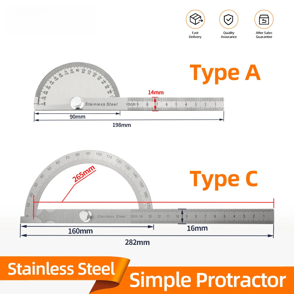 180 Degree Protractor Metal Angle Finder Angle Ruler Woodworking Tools ...