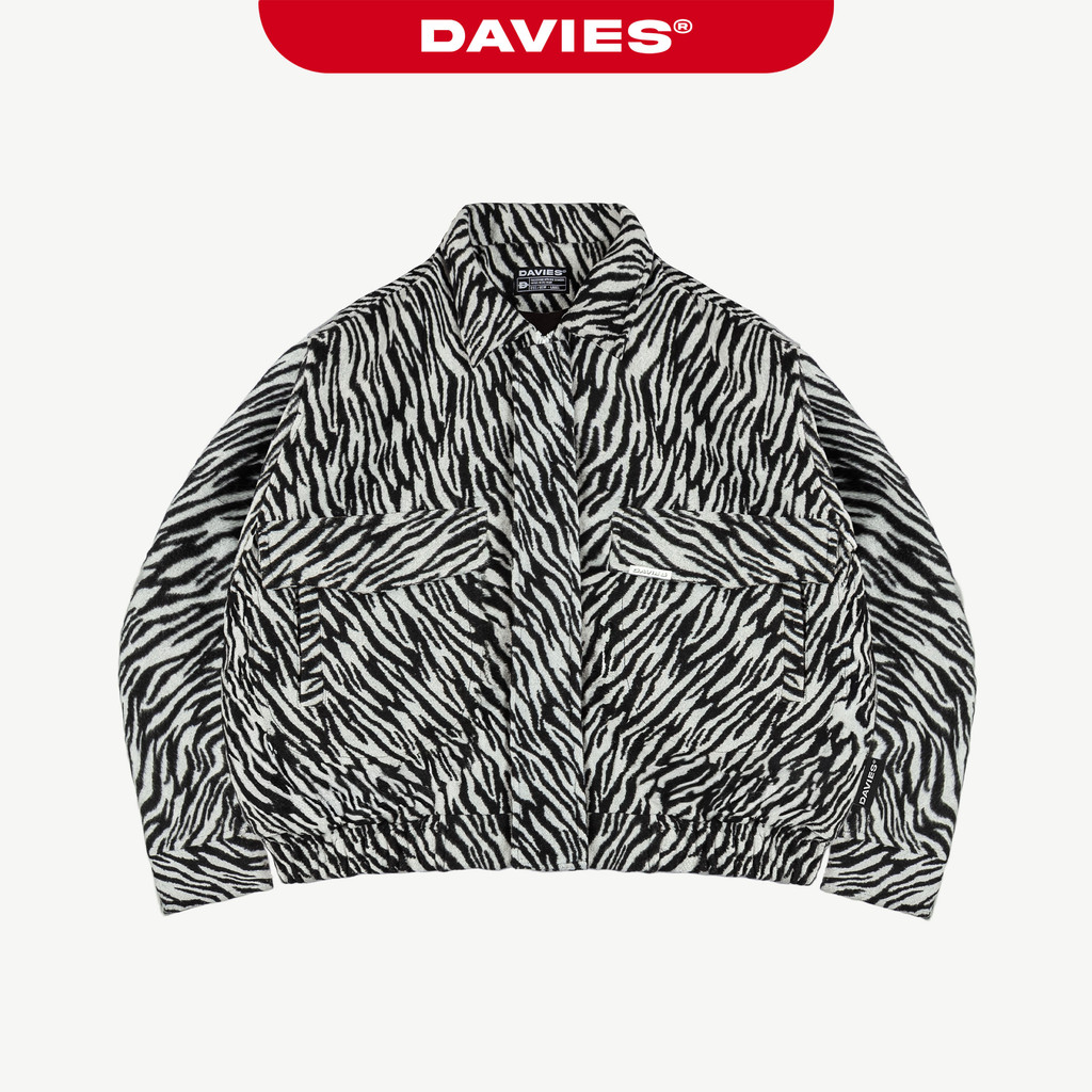 Davies Zebra pattern felt bomberJacket with stainless steel logo, 2 ...
