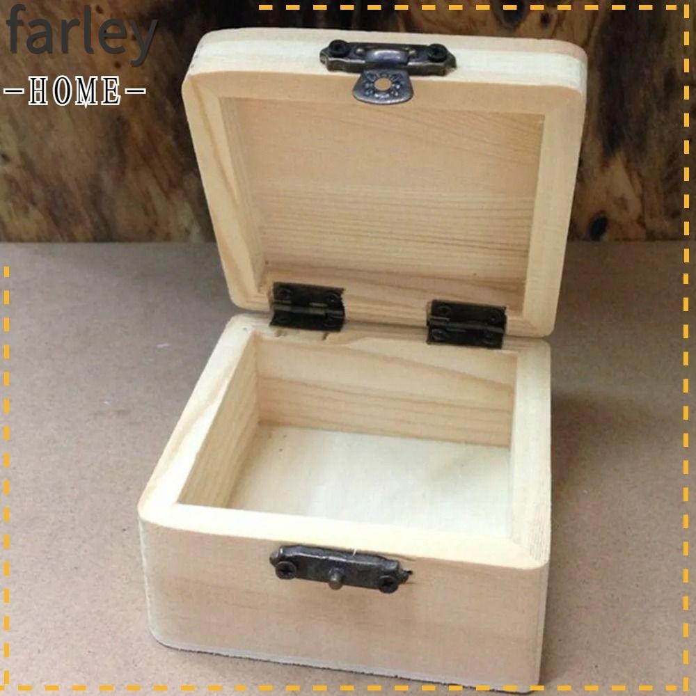 FARLEY Wooden Storage Box, Natural Plain Pine Jewelry Box, Wooden
