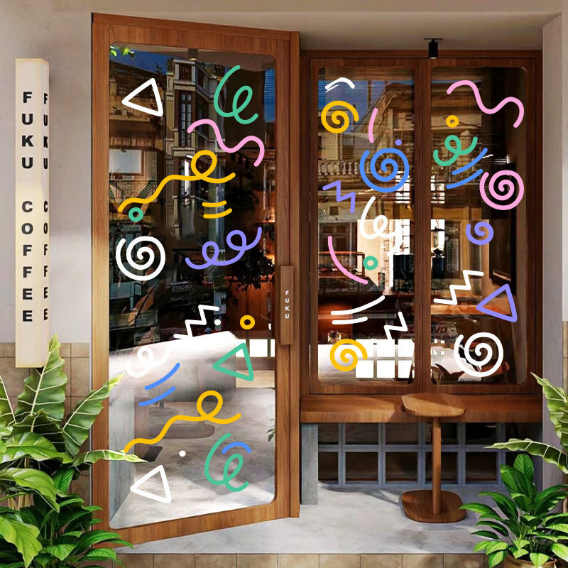 Colorful Lines Static Stickers Can Prevent Collision for Glass Doors ...