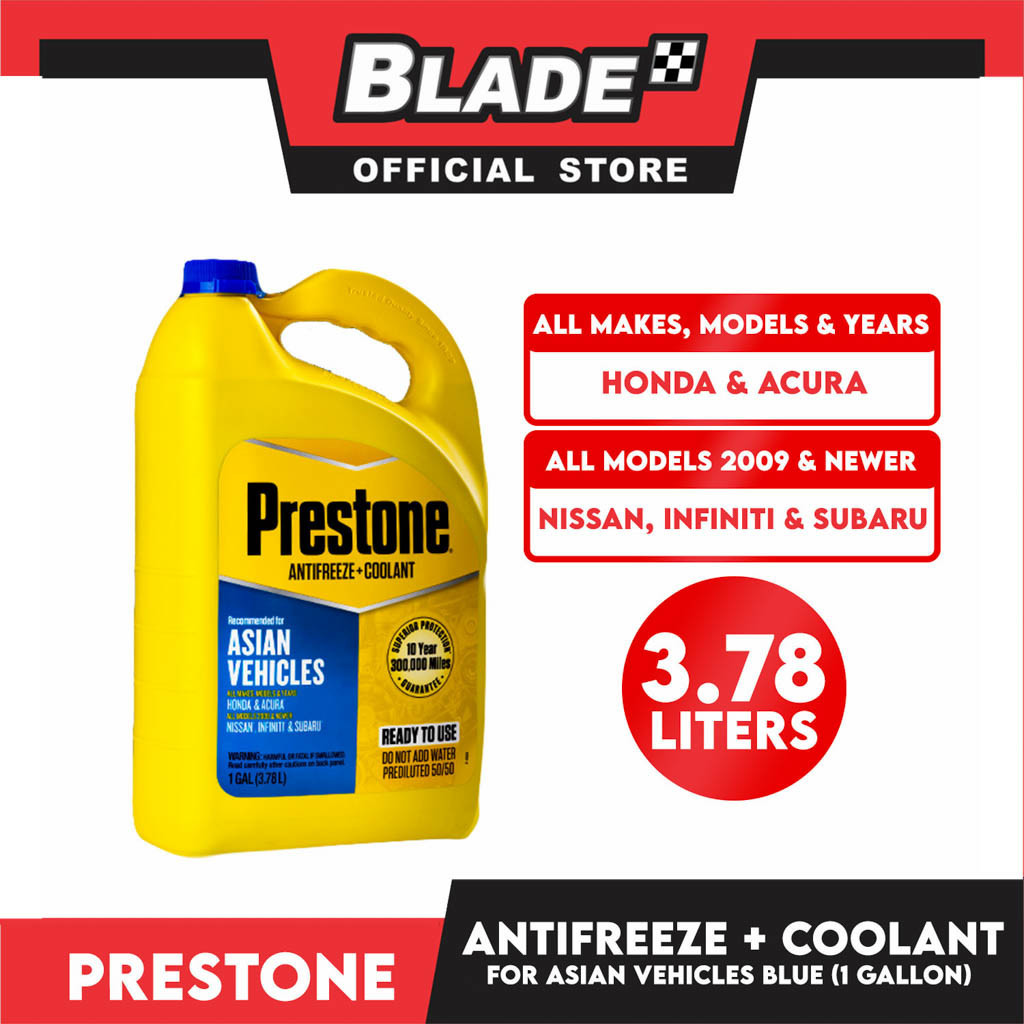 Prestone 50/50 Prediluted Antifreeze/Coolant (Blue) 1 Gallon for Asian