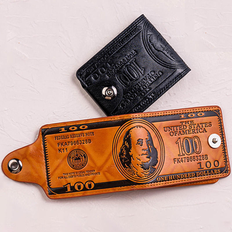 Men's Wallets with 100 US Dollar Pattern Hasp Male Leather Wallet with ...