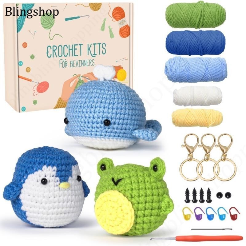 A Set Whale Frog Penguin Crochet Kit With Yarn Crochet Hooks For ...