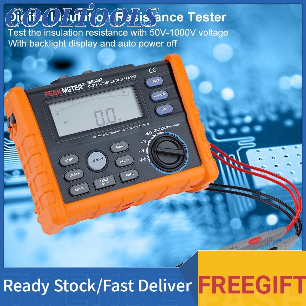Tester Isolamento PEAKMETER MS5203 - Misura Resistenza 50-1000V, Calcolo Automatico Indice Polarizzazione