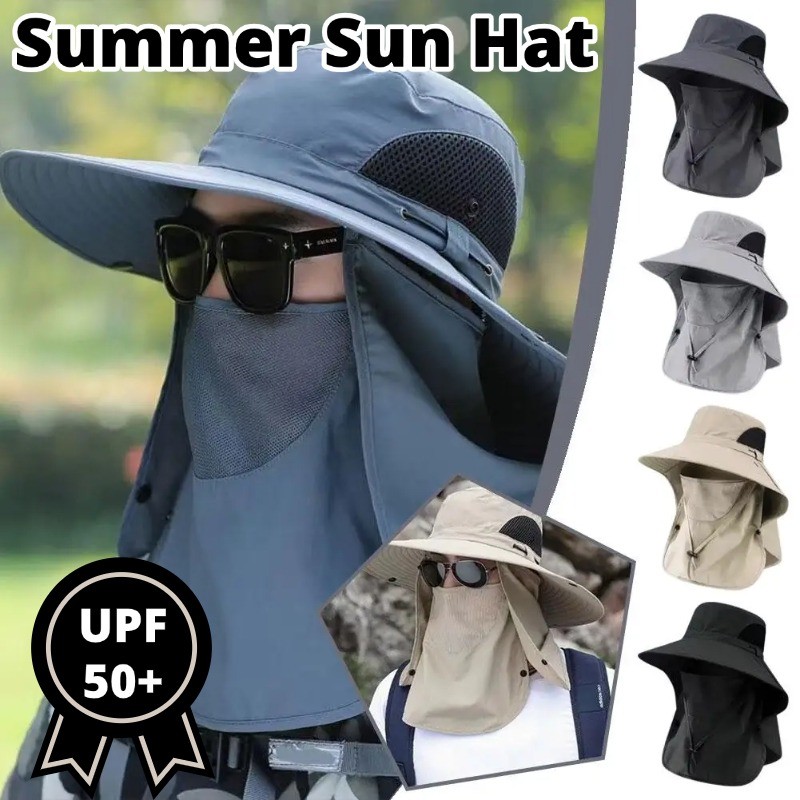 【COD】Summer Sun Hats UV Protection Hunting Fishing Cap Hiking Camping ...