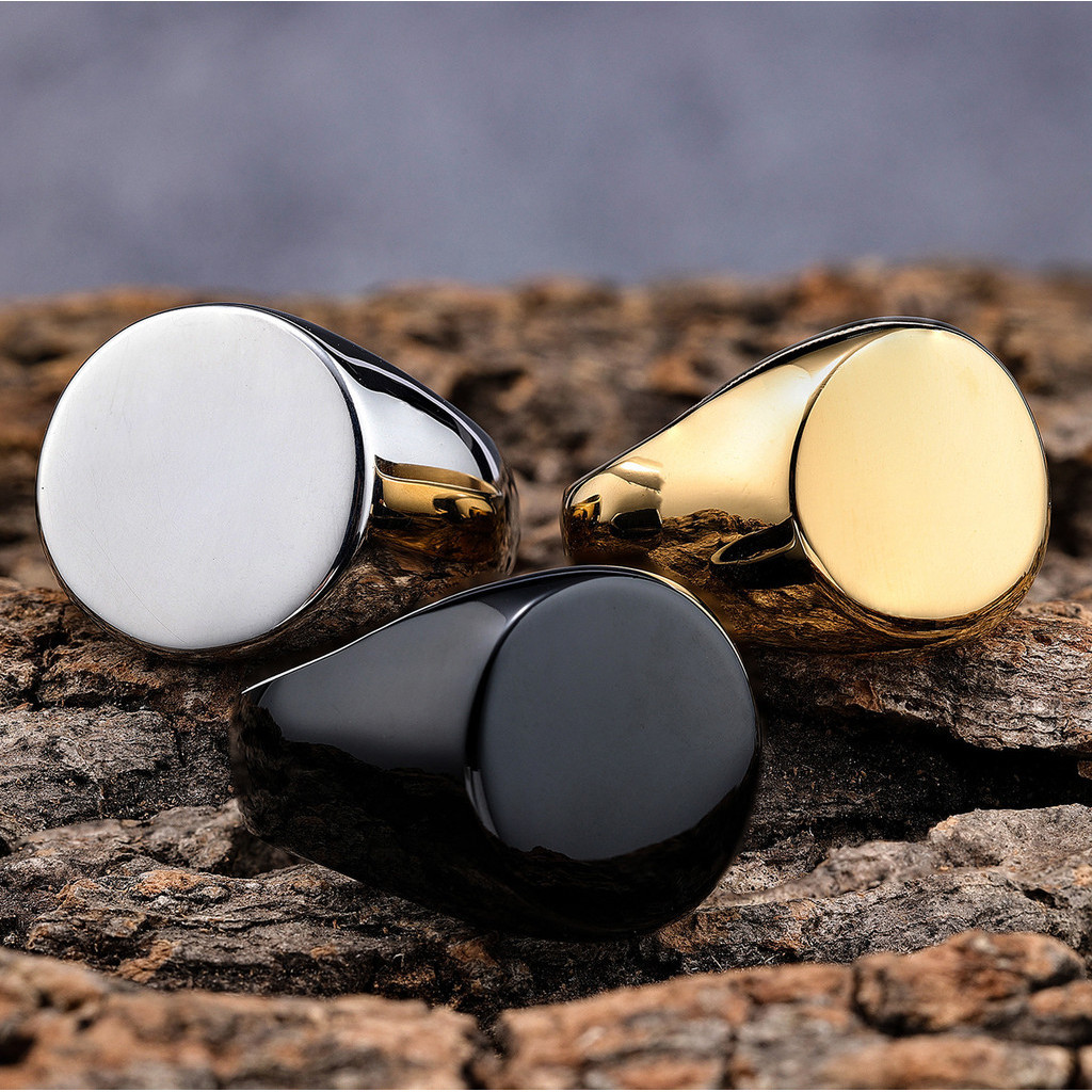 3 Colors Simple Style Silver Gold Black Titanium Steel Polished Round ...