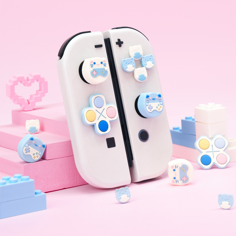 Geekshare Gaming Cat Thumb Grip Caps and Button Caps for Nintendo ...