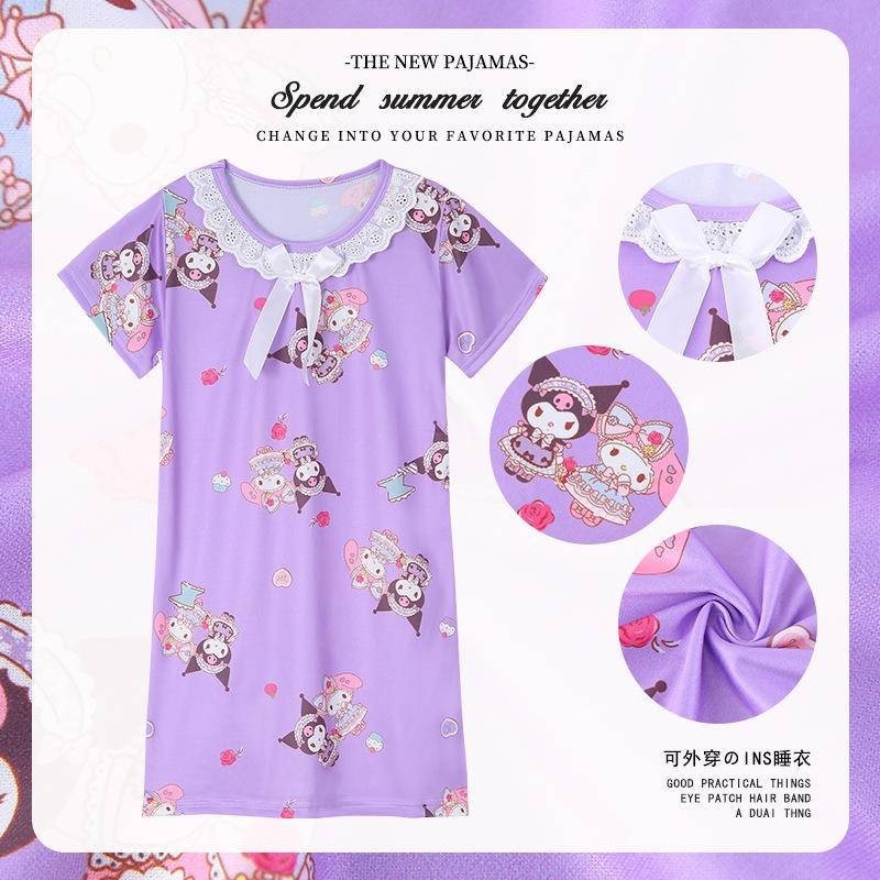 Kuromi pajamas, Stella lou pajamas, girl nightgowns, short-sleeved girl ...