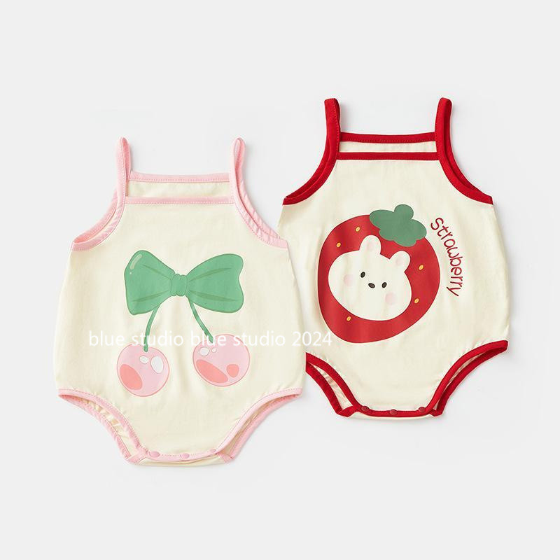 [little Cute Girl Baby~sling Onesie] Summer New Style Romper Baby Small 