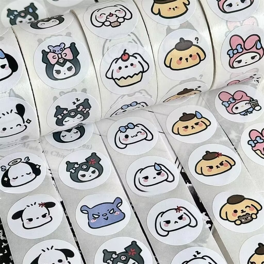500Pcs/roll Sanrio Sticker Kawaii Kuromi Hello Kitty P Cinnamoroll ...
