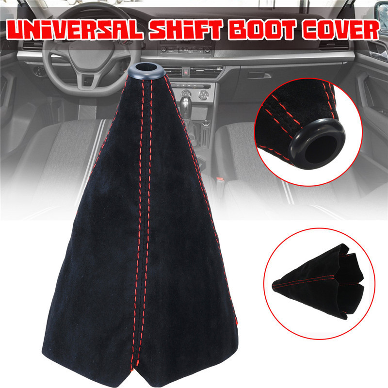 1PC Car Gear Shift Collars Covers Suede PU Leather Gear Stick Shift