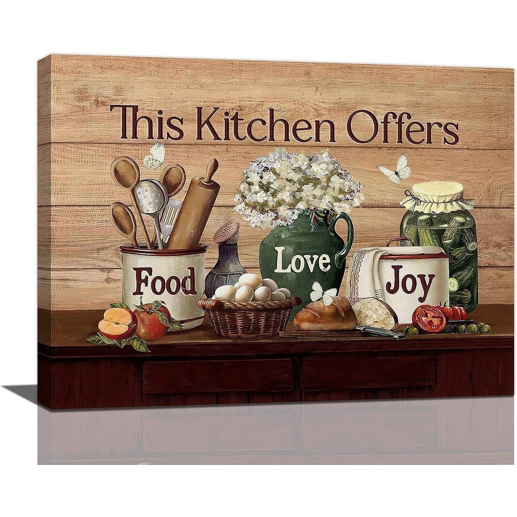 Canvas Print Kitchen Wall Art Farmhouse Rustic Kitchen Pictures Wall ...