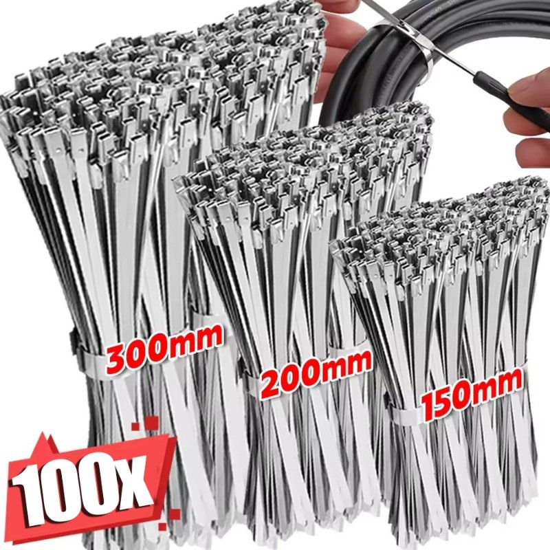 Stainless Steel Cable Ties - Heavy Duty Self-locking Fastening Ring ...