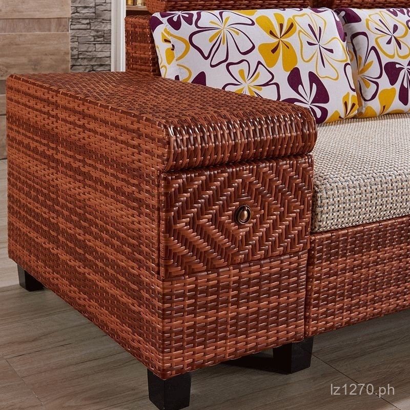 Corner Sofa Living Room Fabric Sofa Imitation Rattan Rattan Art ...