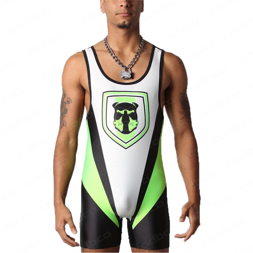 Juflam Mannen Worstelen Mesh Ademend Singlet Atletische Turnpakje Bodysuit Gym Sportkleding, Rood, XL