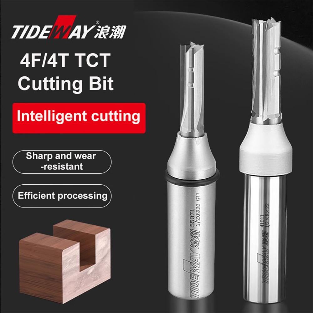 Tideway 4 Flutes TCT Straight Router Bit 4 Blade Cutting CNC Carbide ...