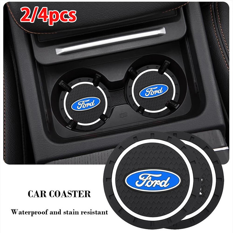 2/4pcs Car Logo Anti-Slip Mat Water Cup Holder Mat Bottle Pad Car ...