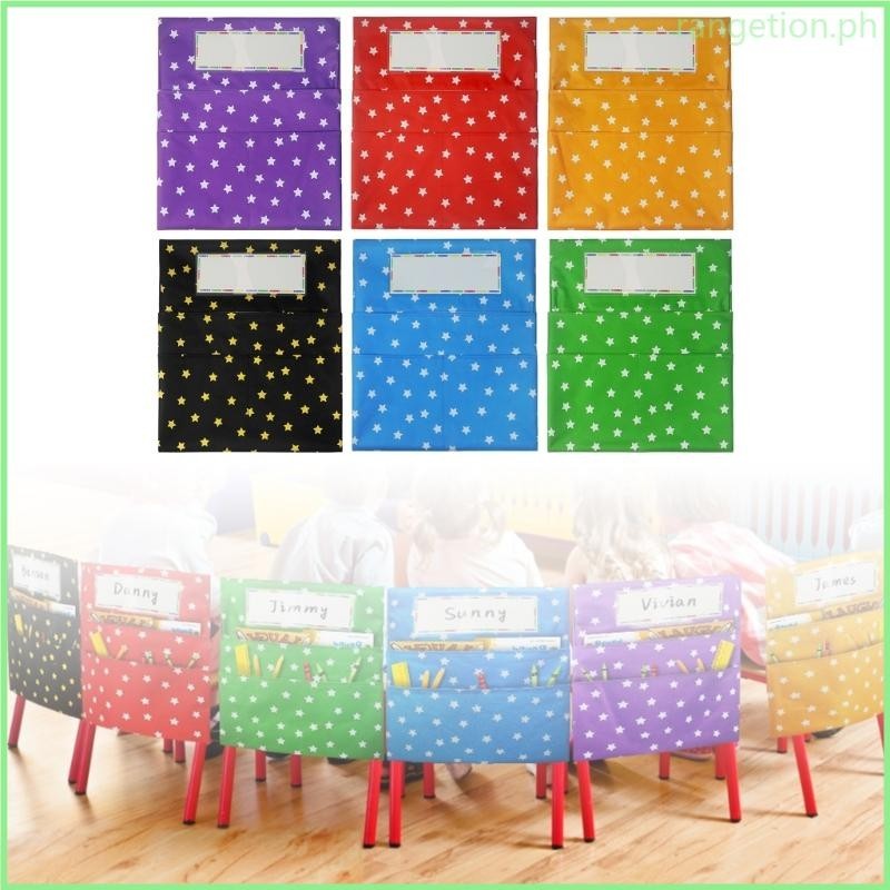 Factory Direct Partners Student Seat Companion, 2 Pocket Olefin Fabric Organizer For Chairback With Kid's Name Tag Holder; Storage For Classroom