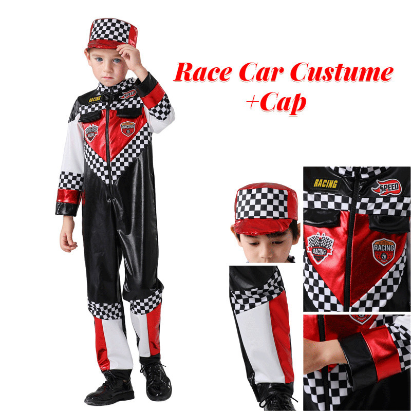 Child Race Car Driver Halloween Role-Playing Costume Kids Racer Uniform ...