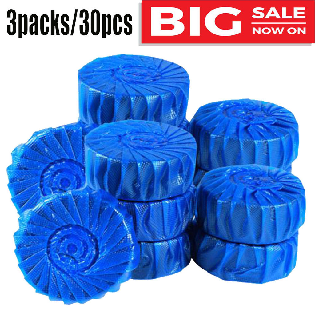 30pcs Household Toilet Disinfectant Deodorizer Round Blue Soap Bathroom ...
