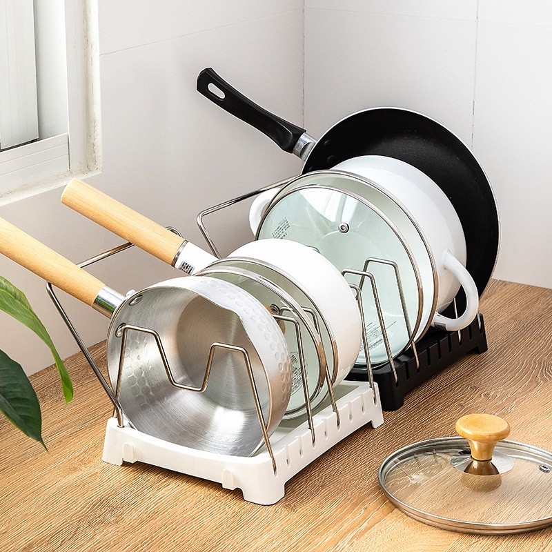 RR+`Cooking Pot Lid Pan Drain Storage Organizers Kitchen Dishes Drying ...
