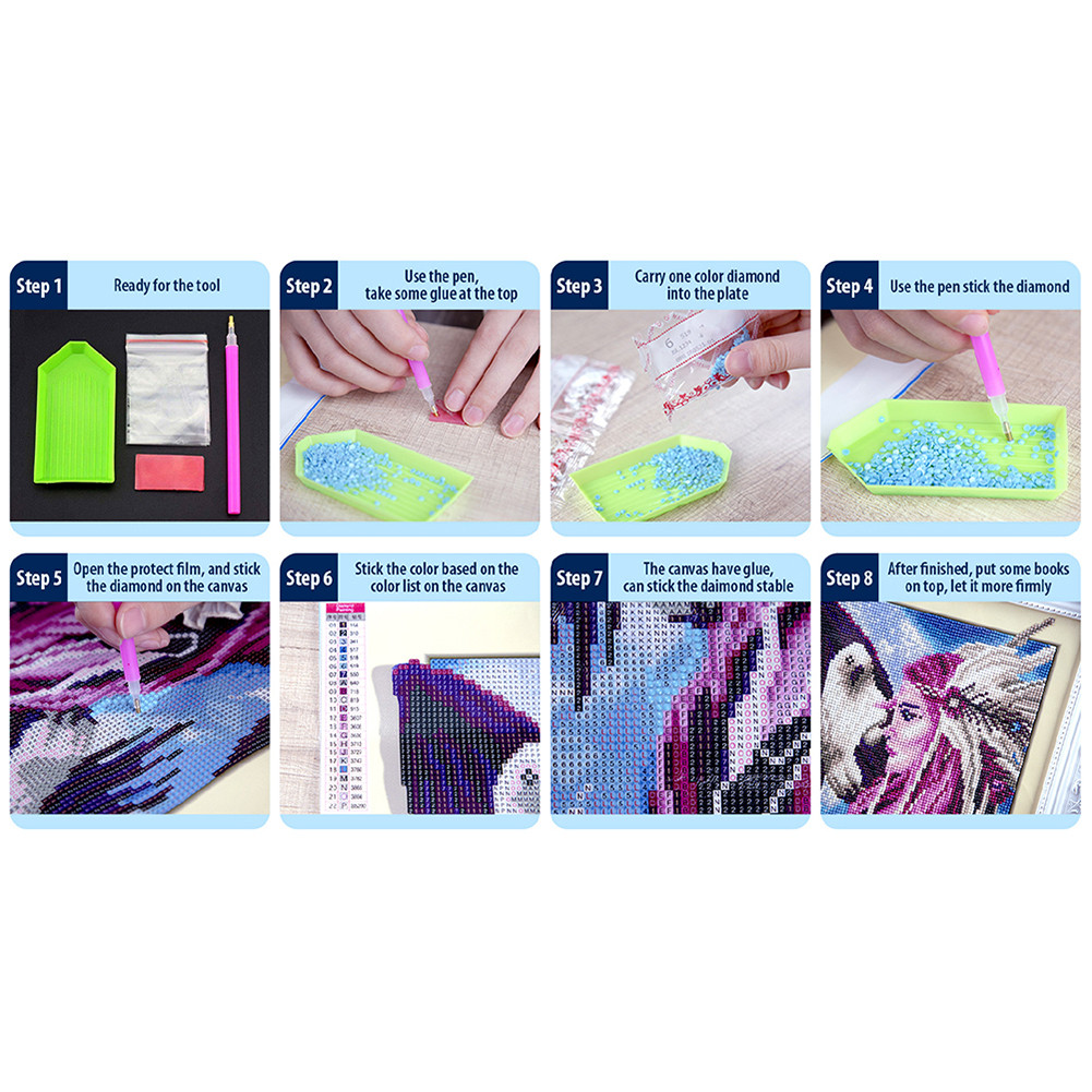 5D DIY Full Round Drill Diamond Painting Girl Kit Home Decor Art Craft ...