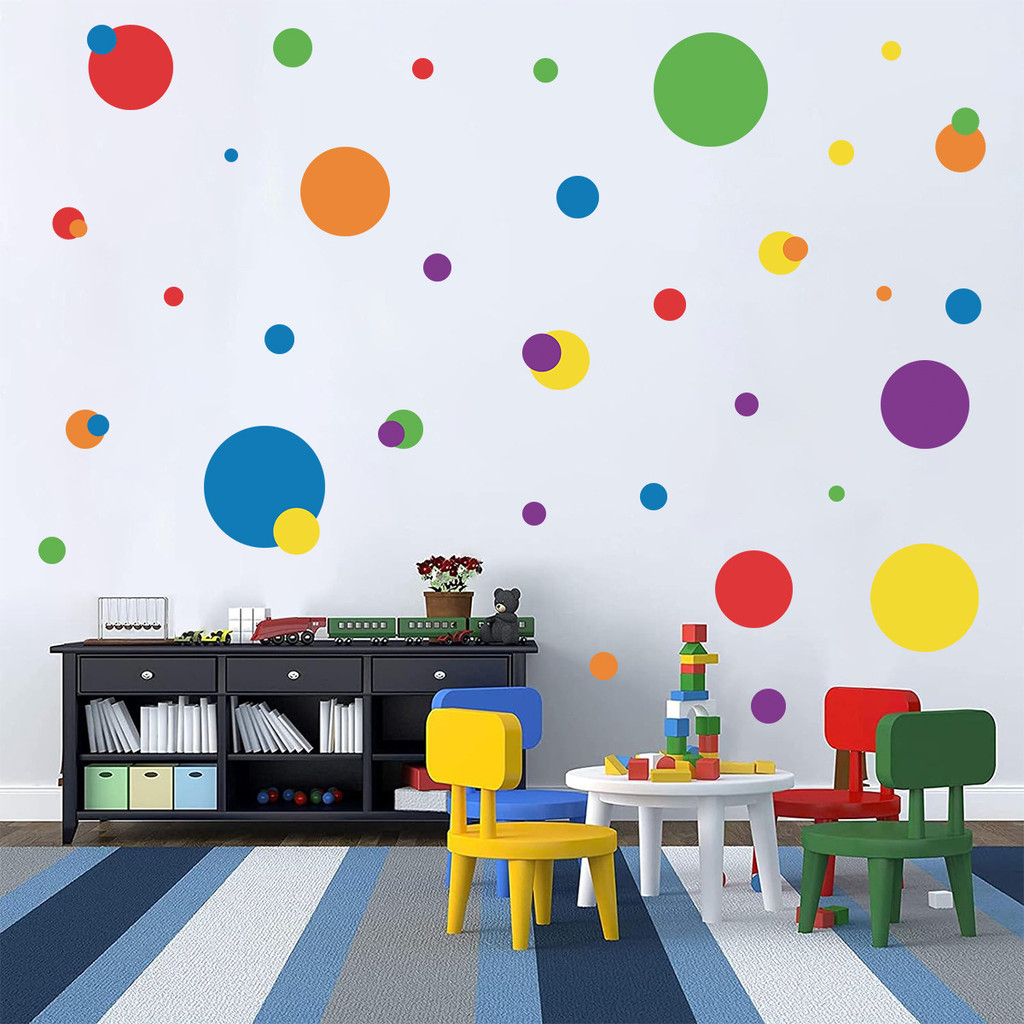 Wall Stickers Cartoon Colorful Dots Graffiti Wall Stickers Living Room ...