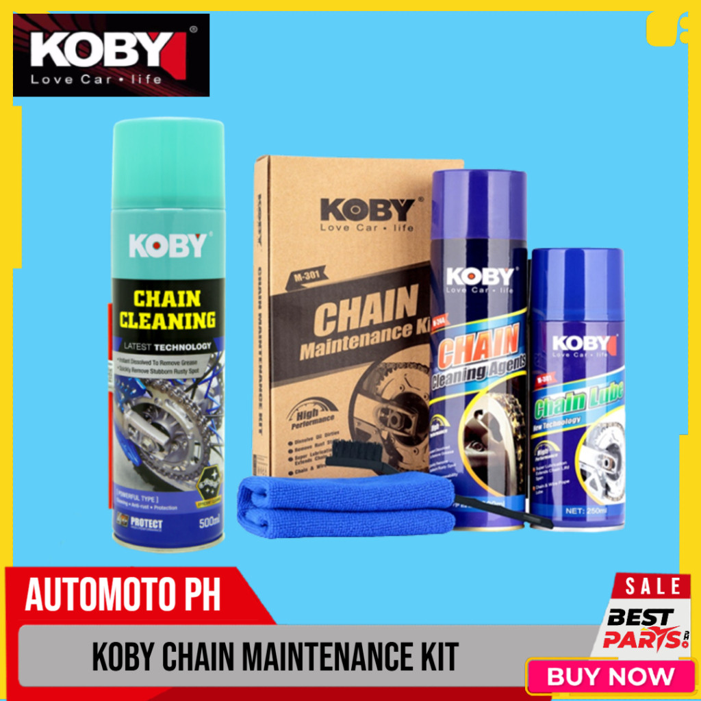 Koby Chain Maintenance Kit (Chain Lube & Cleaner) with Microfiber ...