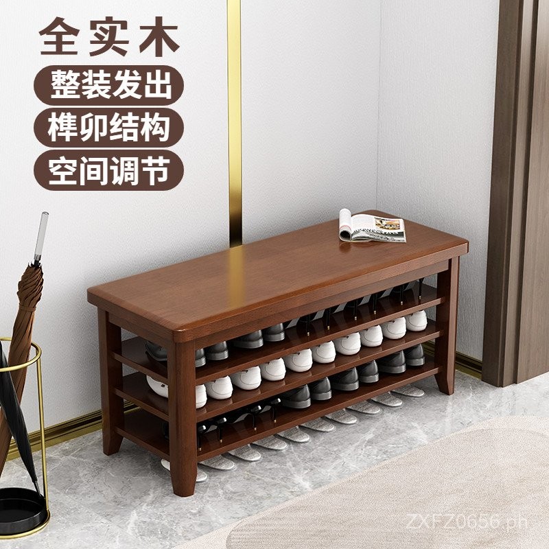 Entryway Shoe Bench, All Solid Wood Shoe Cabinet, Shoe Wearing Bench ...
