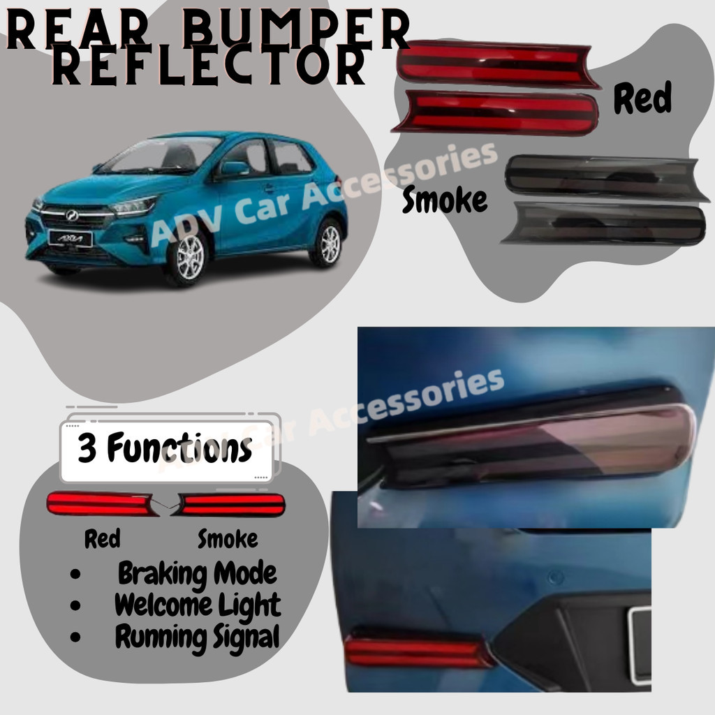 Perodua Axia Baru 2023 2024 Facelift LED Rear Bumper Reflector LED ...