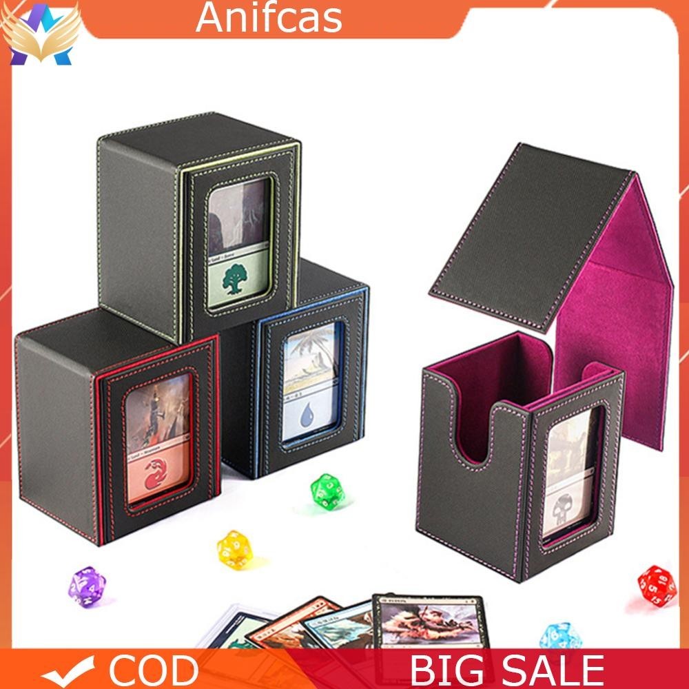 Card Deck Box with Display Window PU Leather Card Deck Case for ...