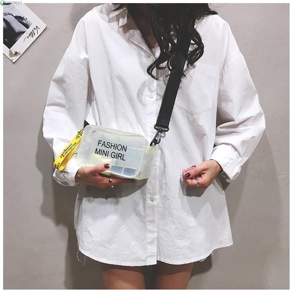 NEEDWAY Fashion Messenger Bag PVC Transparent Jelly Bag Shoulder Bag Women  Mini Sweet Purses Girls Clear Crossbody Bags/Multicolor