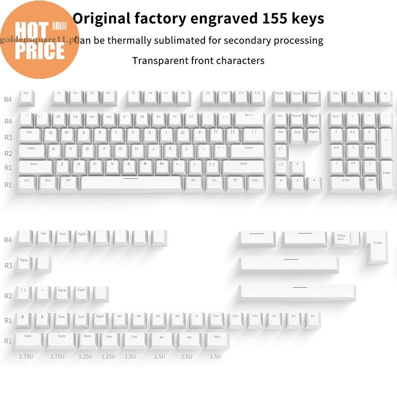GOLDEN 133 /110 /155 /108 Key Mechanical Keyboard Keycaps Set White PBT ...